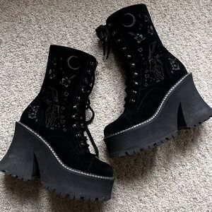 Killstar velvet luci fairy platform goth boots sz 8